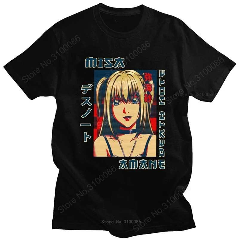 

Retro Death Note Misa Amane T Shirt for Men Short Sleeved Japan Anime Manga Tshirt Pure Cotton Summer T-shirt Fans Tee Tops Gift