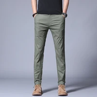 dimi men pockets with zipper black slim fit skinny mens trousers office summer thin casual pants