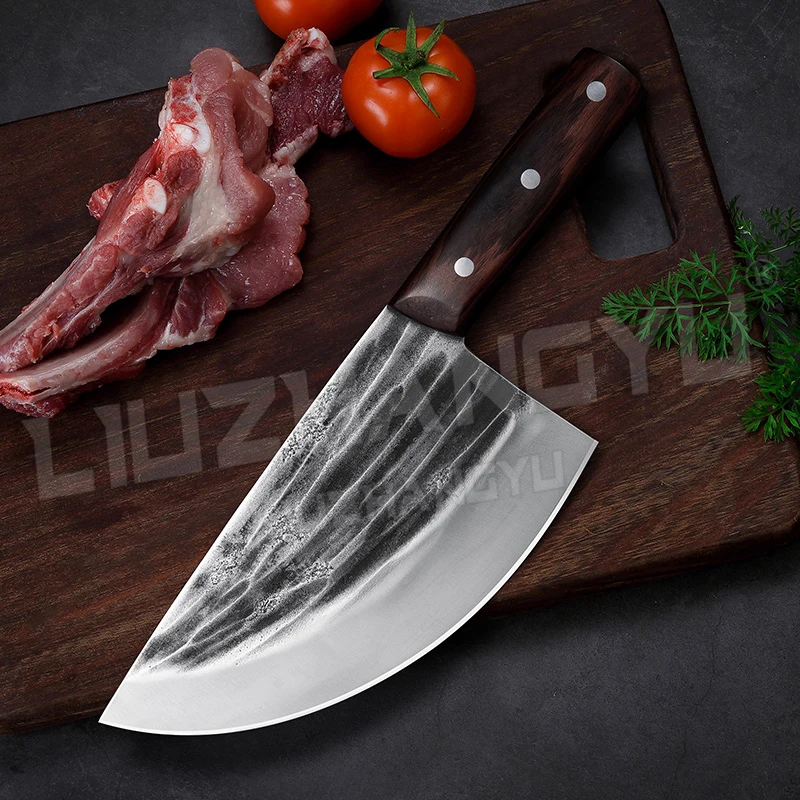 

LIUZHANGYU Handmade Forged Chopping Knife Stainless Steel Kitchen Knives Sharp Meat Cleaver Vegetables Fish Slicing Butcher Chef