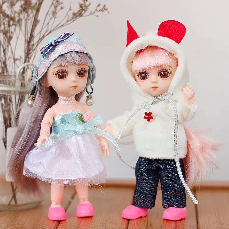 Новая кукла 16 см Bjd 13 шарнирная девочка мини тело с 3d глазами 1/8 куклы одеждой