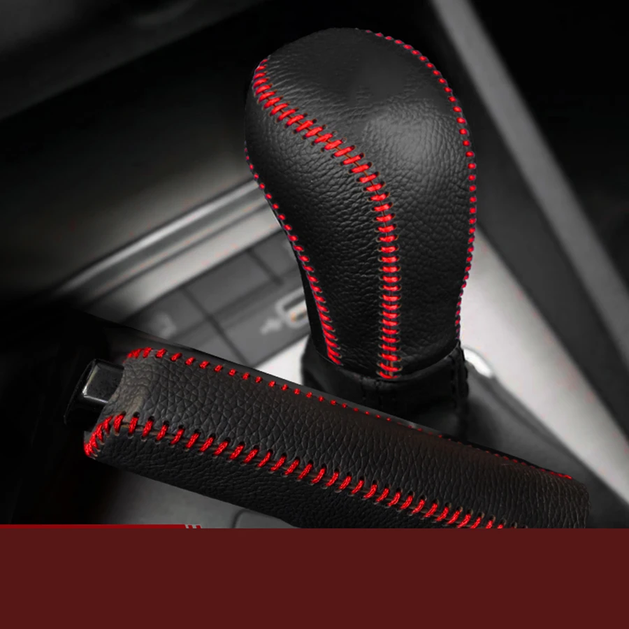 

Lsrtw2017 Leather Car Handbrake Gear Shift Knob Cover for Skoda Octavia A5 A7 2012-2020 2019 2015 2018 2013 2016 Accessories