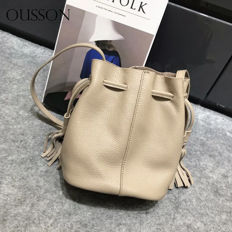 

OUSSON Soft Leather Large Capacity One-Shoulder Messenger Bag Fashion Crossbody Bags Multifunctional Bucket Bag For Women