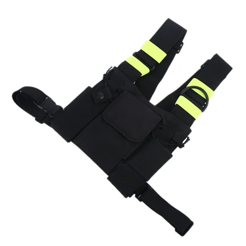 

Universal Chest Front Pack Reflective Dual Pocket for 2 Way Radio Walkie-talkie
