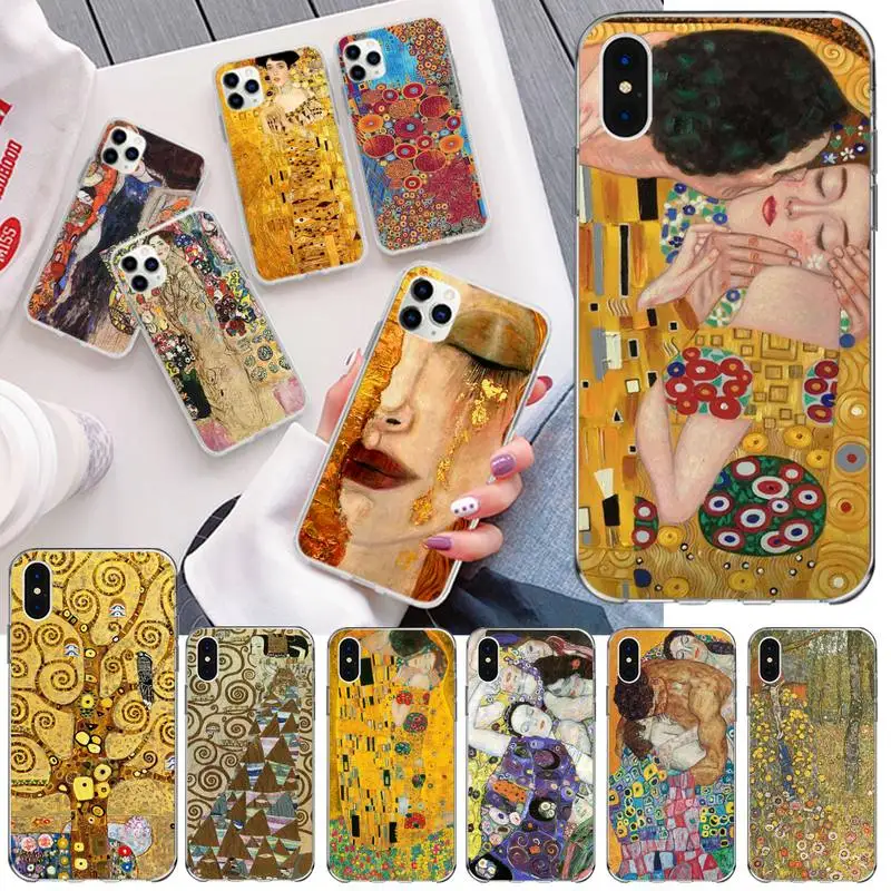 Чехол для телефона Kiss By Gustav Klimt iphone 12 11 Pro Max Mini XS 8 7 6 6S Plus X 5S SE 2020 XR силиконовый