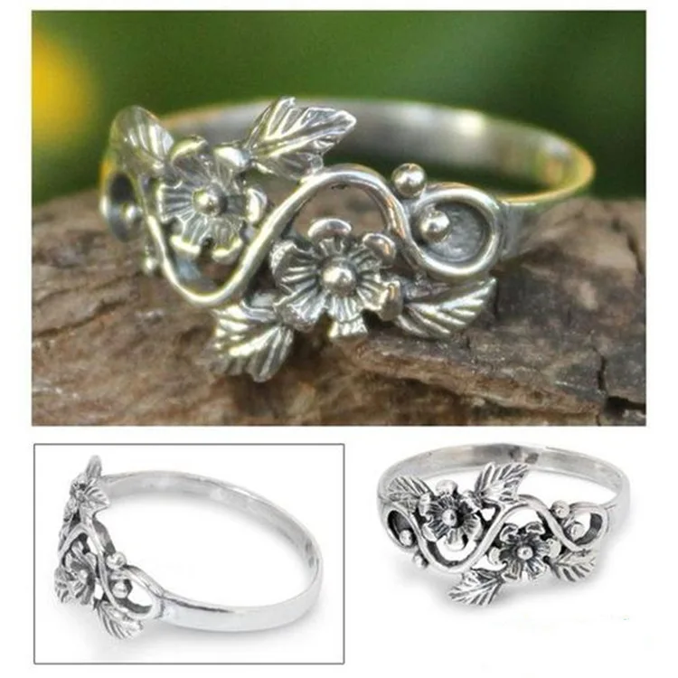 

Milangirl Hot Sale Retro Flower Branch Vine Flower Woman Ring Cute Jewelry Wedding Engagement Ring Female Ring Bijouterie Female