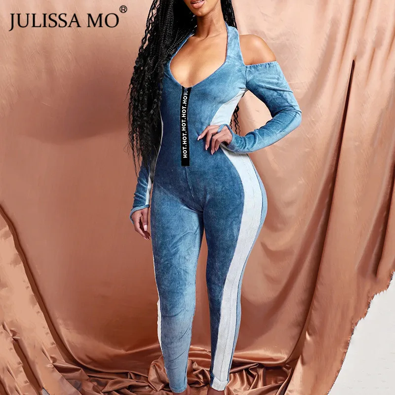 JULISSA MO Осенний комбинезон с длинным рукавом сексуальный женский открытыми