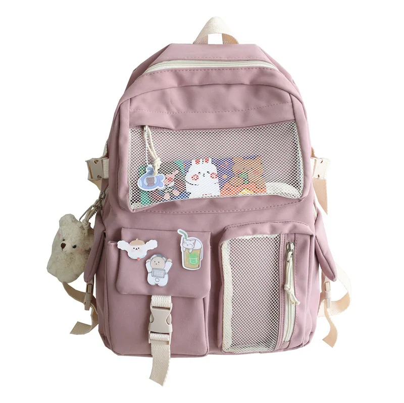 

College style literary sweet beauty student cute ornaments student school bag leisure travel large-capacity backpack