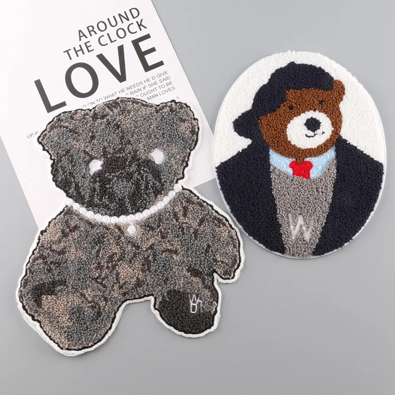 

Embroidered Bear Towel Embroidered Badge Clothing Accessories DIY Patch Decoration Stickers Animal Heat Transfer Cloth Stickers