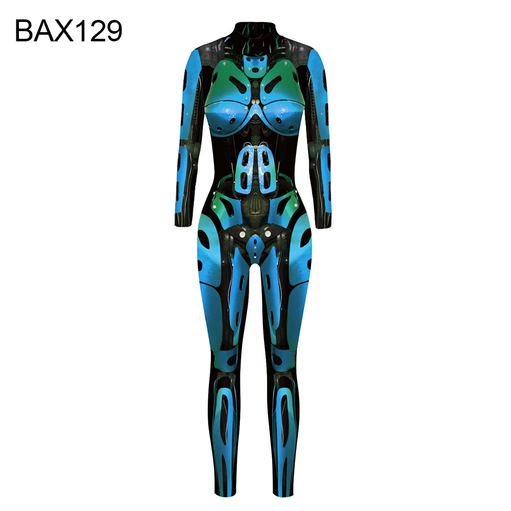 

Women Funny Long Sleeve Leopard Digital Print Jumpsuit Bodysuit Cosplay Party Costume