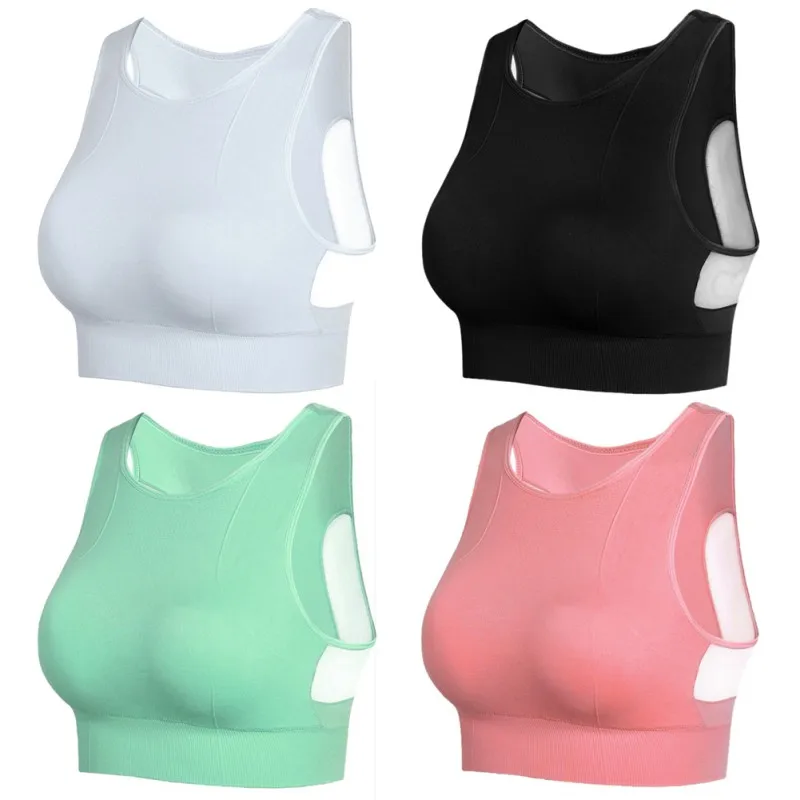 

Women Sport Bra Padded Seamless Underwear Fitness Sports Mesh Tank Female Vest Push Up Cotton Solid Gym Tops