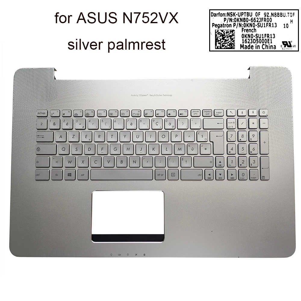 French AZERTY Palmrest backlit keyboard for Asus Vivobook N752 N752V N752VX FR laptop keyboards C cover 90NB0AY1-R30080 662JFR00