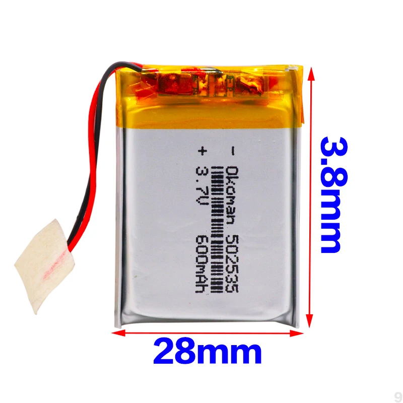 600mAh 3 7 V 502535 литий-полимерный Li-po Li ion Перезаряжаемые Батарея клетки для прожектора