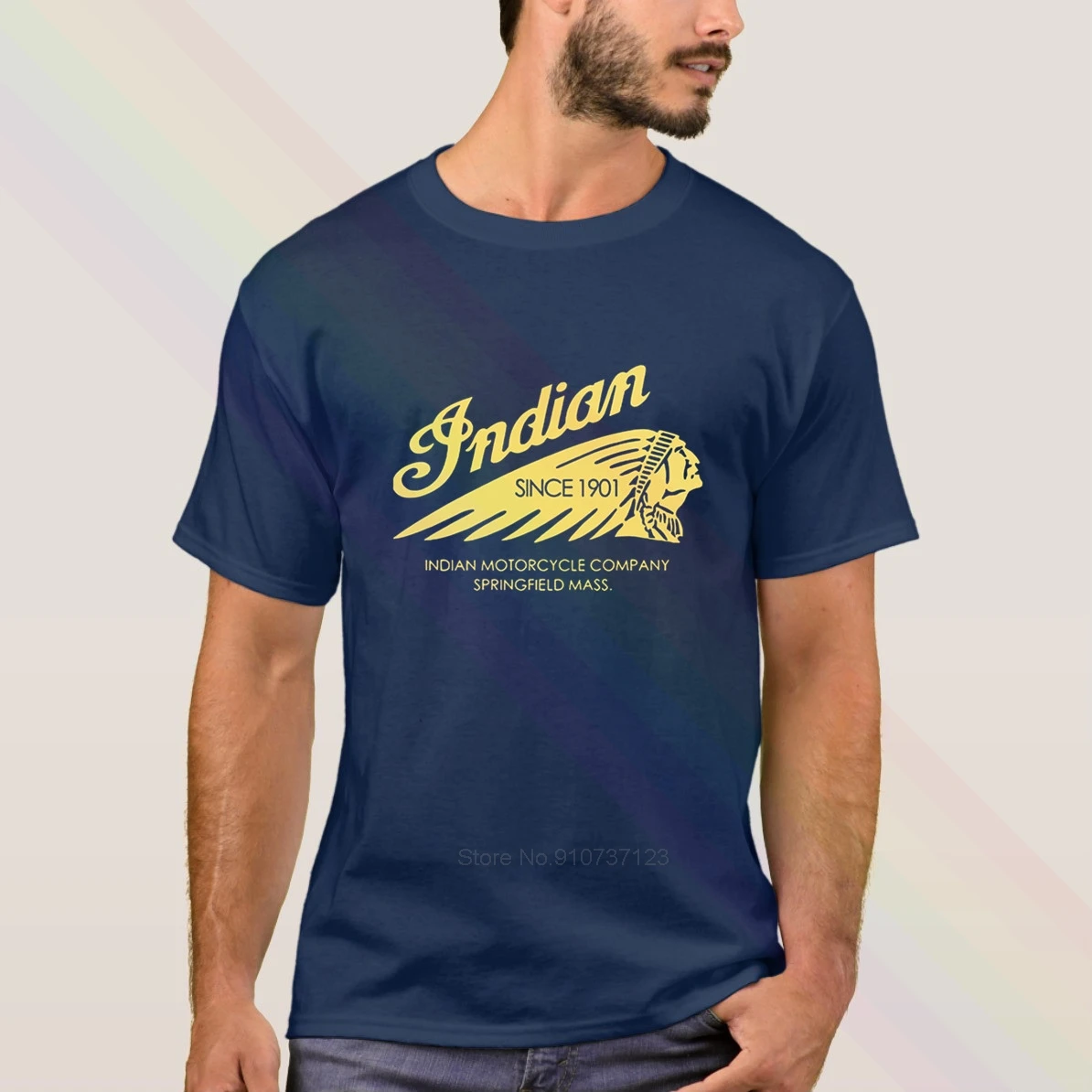 

2020 Newest Vintage Indian Classic Logo Lover T-Shirt Motorcycle Summer Men's Short Sleeve Popular Tees Shirt Tops Unisex