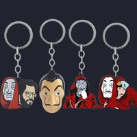 Casa Papel Mask Keychain Money Heist The House Paper Salvador Dali Mask Key Chain for Women Men Car Jewelry Gift