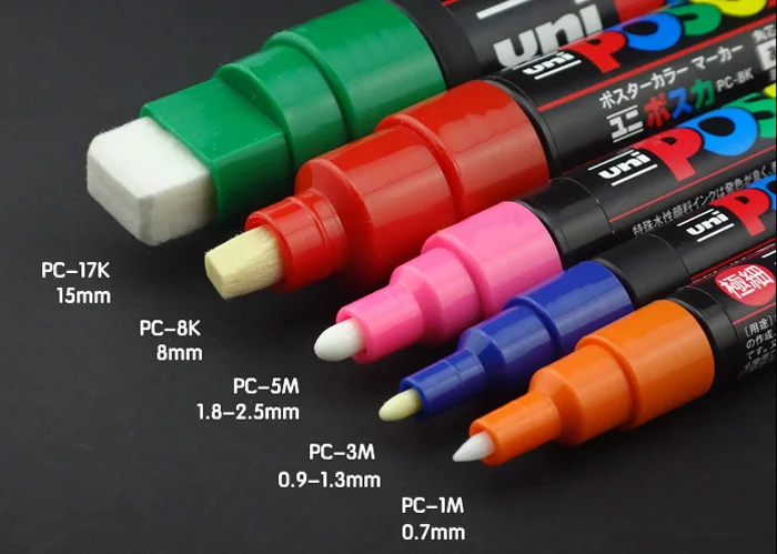 3 шт Япония UNI POSCA Маркер Краска Ручка PC-1M ручная краска ed картина в стиле комикса поп-плакат рекламная ручка 0,7 круглая головка вода