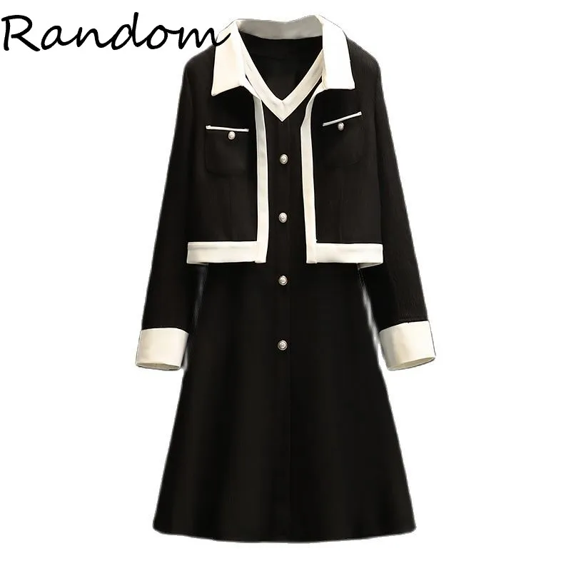 Plus Size 4XL Winter Women Office Ladies Suit Jacket Crop Top And Sleeveless Dress Two Piece Set White Black Outfit Work Clothes |