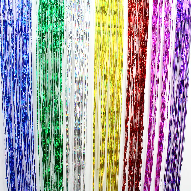 1 * 2м стикер металлические блестки Фольга Шторы бахрома Блестящий мерцающий