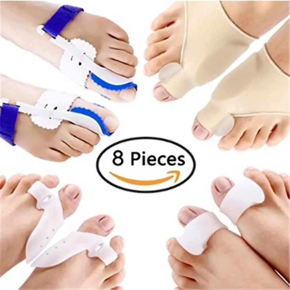 

7/8/10pcs Set Foot Care Tool Silicone Set Hallux Valgus Corrector Toe Separator Pain Relief Foot Care Tool Goodnight Daily Use