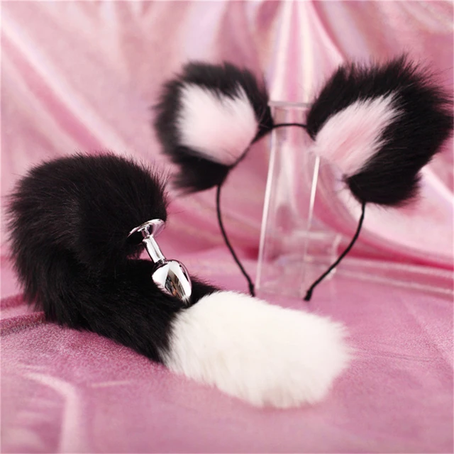 Dildo Anal Plug Cute Ears Headbands Fox Rabbit Tail Metal Butt Anal Plug Erotic Cosplay Accessories Adult Sex Toy for Couples 2