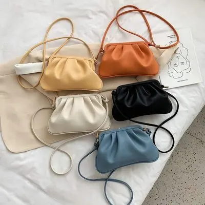 

Роскошный дизайнерский Новый Женский Повседневный клатч в форме облака, плиссированная Сумка-почтальонка через плечо в виде пельменей, мал...