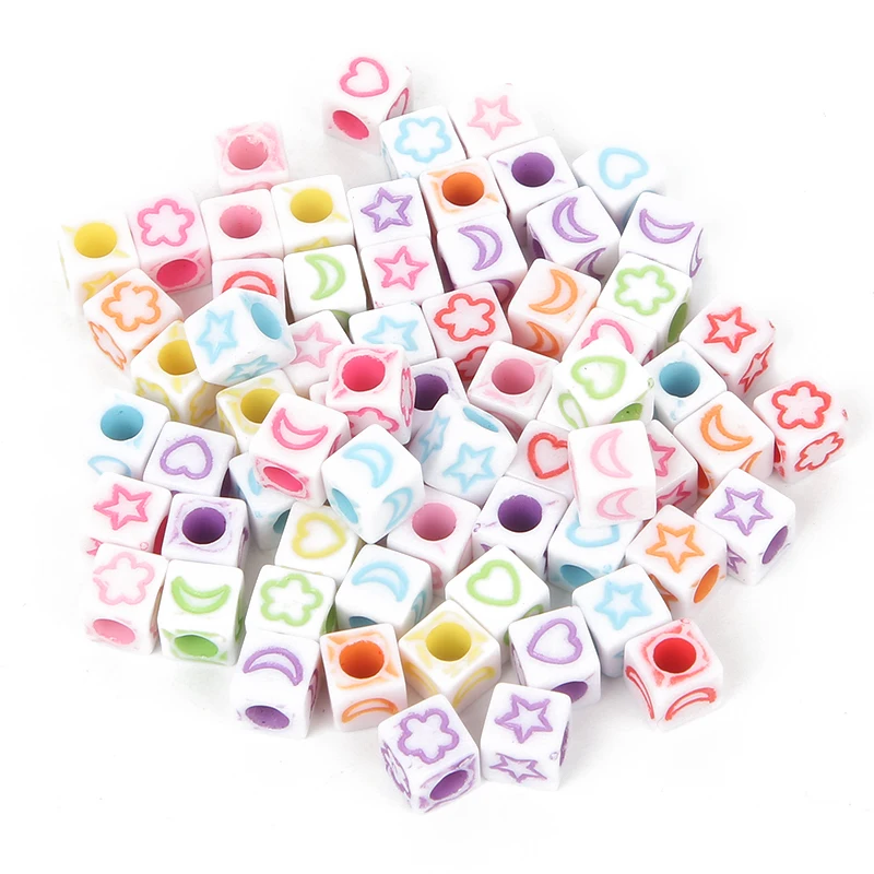 Квадратные акриловые бусины в форме звезды и Луны 200 шт. 6 мм для ювелирных