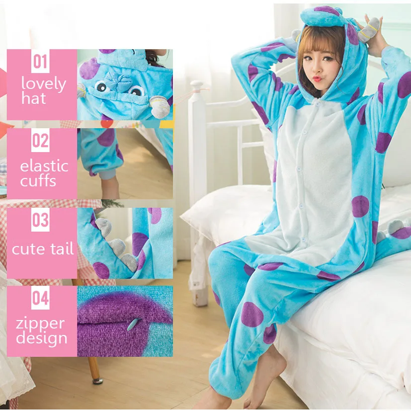 Монстр Пижама Салливан женщины животные Onesie Аниме Косплей Костюм для взрослых
