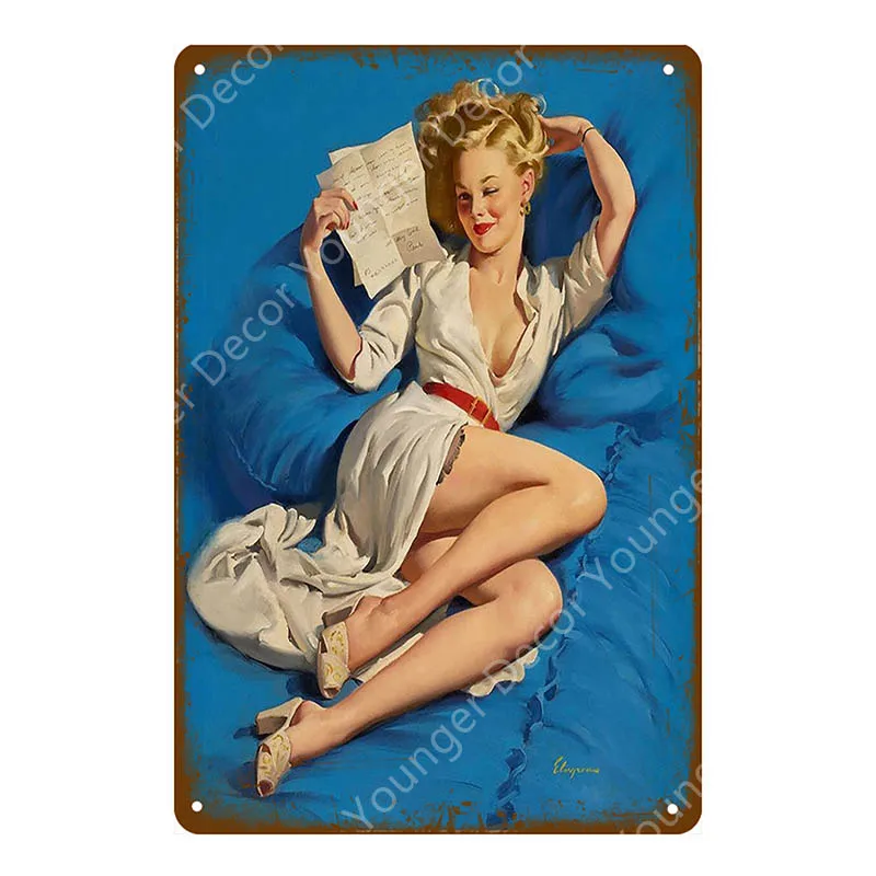 YD3099EI Американский плакат Pin Up Girl забавная леди жестяная вывеска настенная декоративная табличка для бара кафе бара вечерние Клубные винтажные металлические картины YI-078 - Цвет: YD3099EI