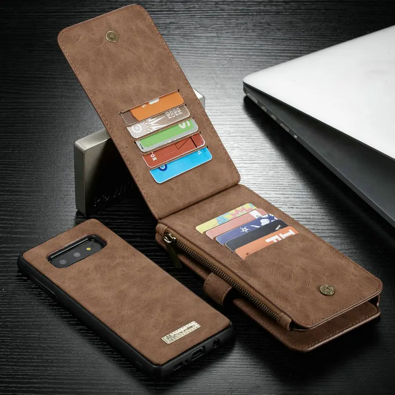 CaseMe чехол на молнии для Samsung Galaxy S10 e 2 в 1 съемный кожаный чехол-кошелек Plus E S8 S9 Note 8 9