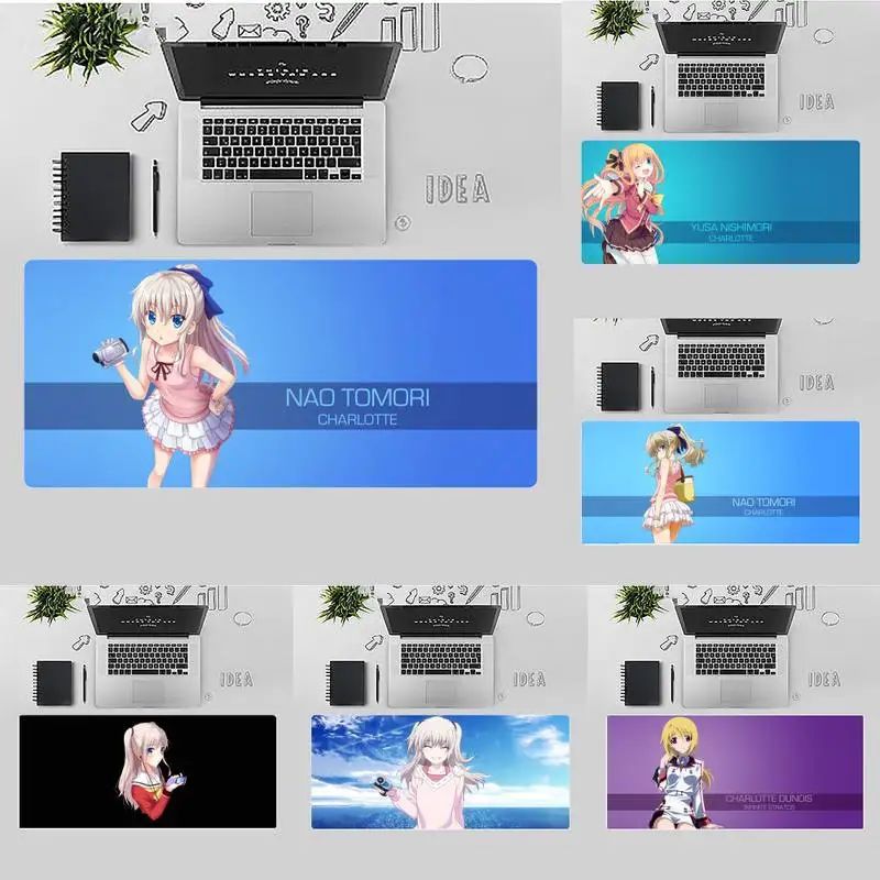 

Charlotte Anime girl Gamer Speed Mice Retail Small Rubber Mousepad Desk gamer Large Mouse pad Mats Non-slip Laptop Cushion