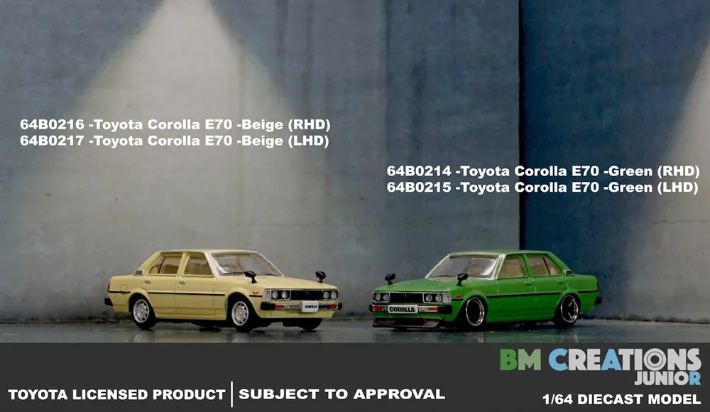 Новинка миниатюрный автомобиль BM 1/64 Toyotaa Corolla E70 от Creations коллекционные литые