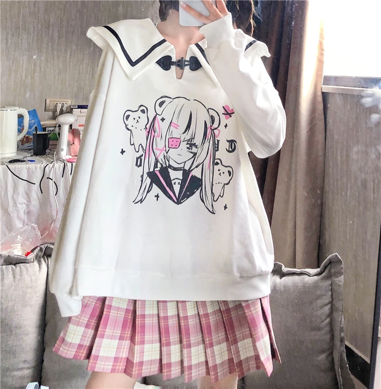 Японский в студенческом стиле с матросским воротником Рубашка длинными рукавами