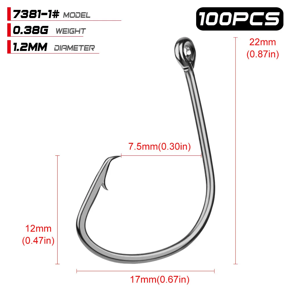 

Wholesale 100pcs/bag Octopus Hook High Hardness Fishing Hook Barbed Hook 1#/ 1/0#-5/0# 7381