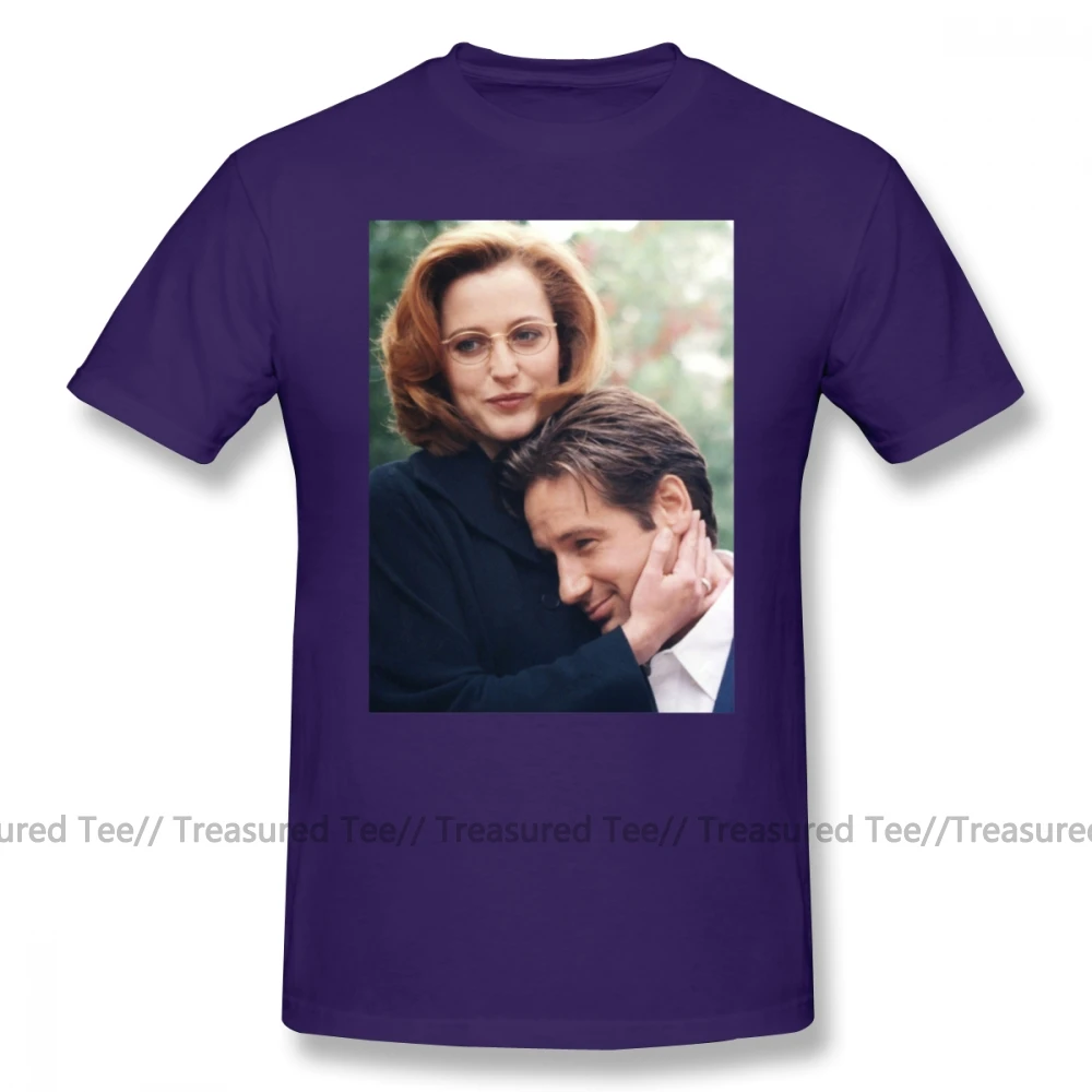 Футболка с надписью X filts, Dana Scully X pilles Fox Mulder, Мужская футболка с коротким рукавом, базовая футболка с принтом, 100 хлопок, плюс размер, забавная футболка - Цвет: Purple