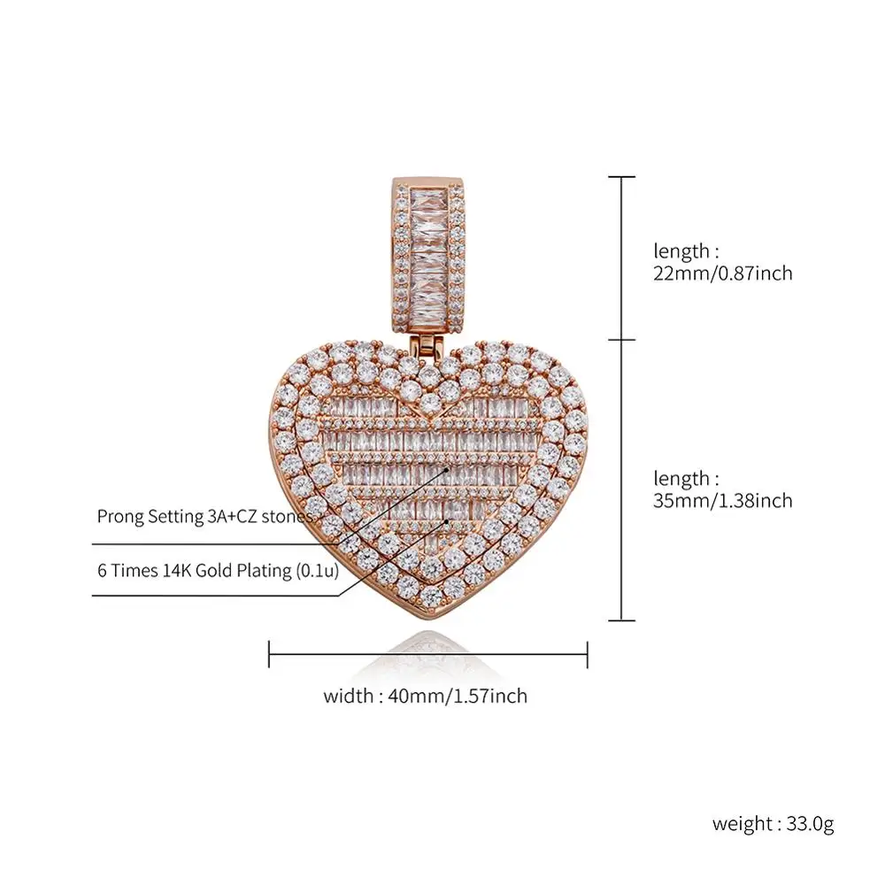 

Gucy Heart-Shaped Photo Pendant Iced Zircon Cubic Zirconia Pendant Hop Fashion Jewelry Can Be Opened