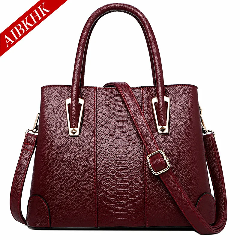 S9214-Burgundy Роскошные Сумки женские Сумки Дизайнерская кожаная сумочка черная Наплечная Сумка с принтом женские ручные сумки винтажные сумки из телячьей кожи сумка - Цвет: S9214-Burgundy