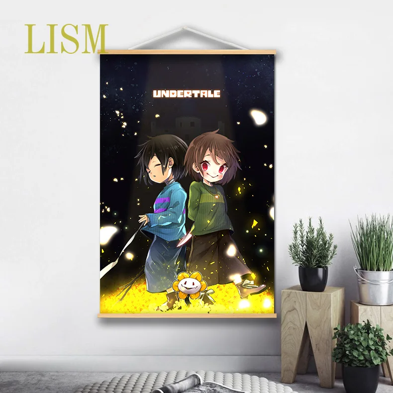 Undertale Sans Frisk Chara Papyrus аниме постер манга картина с твердой древесиной подвесной