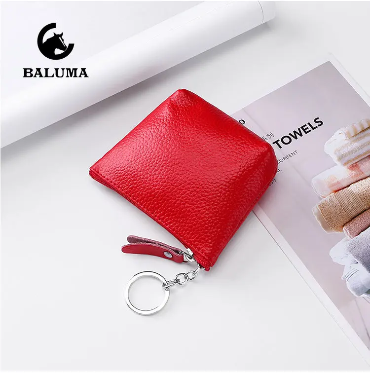 

Genuine Leather Coin Pouch Small Purse Keychain Key Ring Zipper Closure Women Men Cute Mini Wallet 2021 Money Bag Key Organizer