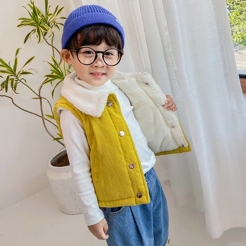 

1-7Y Autumn Winter Vest Kid Fur Vest Baby Girl Boy Children Clothes Warm Thick Jacket Sleeveless Fashion Snow Wear Outfit Casual