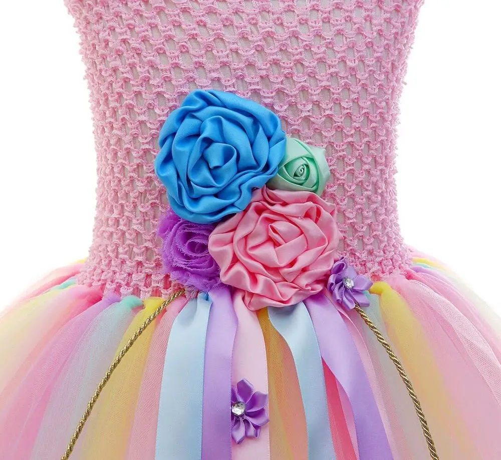 Платье для маленьких девочек розового цвета с изображением единорога