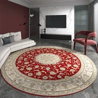 Vintage Round Red Persian Rug Living Room Luxury Home Decor Rug Sitting Room Centre Rug For Bedroom Coffee Table Chair Mat 200cm