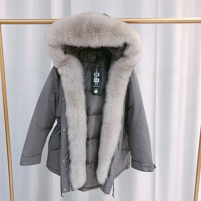 Женский пуховик с капюшоном Janveny куртка на белом утином пуху из натурального