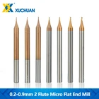 Фреза 1 шт. 0,2-0,9 мм 2 канавки микро плоская Концевая фреза 4 мм хвостовик с покрытием TiCN фреза с ЧПУ Вольфрам фрезерный инструмент твердосплавный