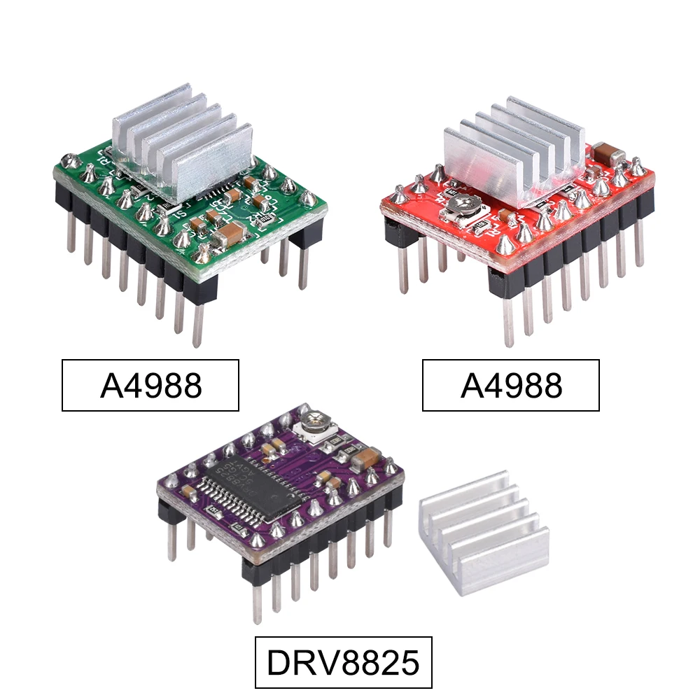 

Запчасти для 3D-принтера A4988 DRV8825 Драйвер шагового двигателя с радиатором для SKR V1.3 1,4 GTR V1.0 RAMPS 1,4 1,6 MKS GEN V1.4 плата