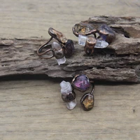 raw crystalamethystscitrines bronze rings healing quartz antique copper adjustable ring fashion jewelry dropshippingqc4002