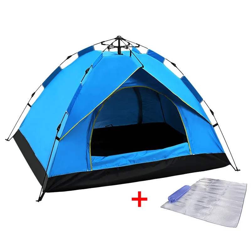 

Camping Tent 2-3-4 People Automatic Tent + Moisture-Proof Pad Wind Resistant Waterproof Breathable Ventilated Outdoor Tent