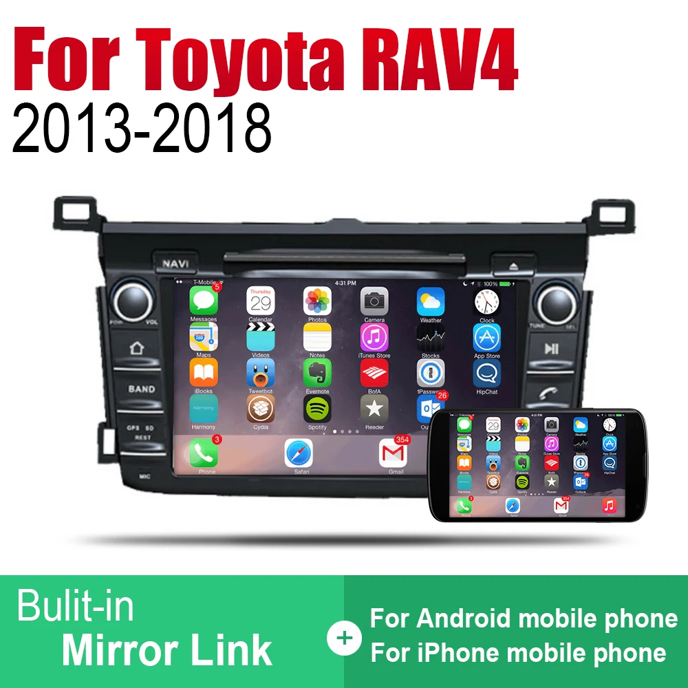 Автомобильные аксессуары для Toyota RAV4 2013 ~ 2018 2din Android мультимедийный DVD-плеер