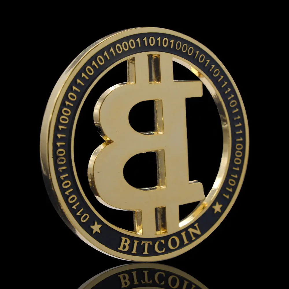 Позолоченная Биткоин бит сувенирные монеты валюта вызов полые подарок медаль