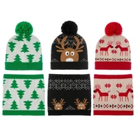 christmas deer knitted baby kids hat circle scarf neck set newborn knit gloves beanie cap for boys girls infant toddler bonnet