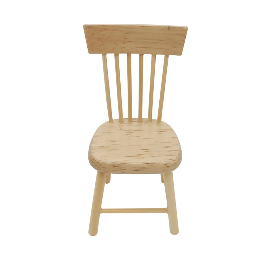 

1Pcs 1/12 Dollhouse Miniature Accessories Mini Wooden Chair Simulation Stool Furniture Model Toy for Doll House Decoration