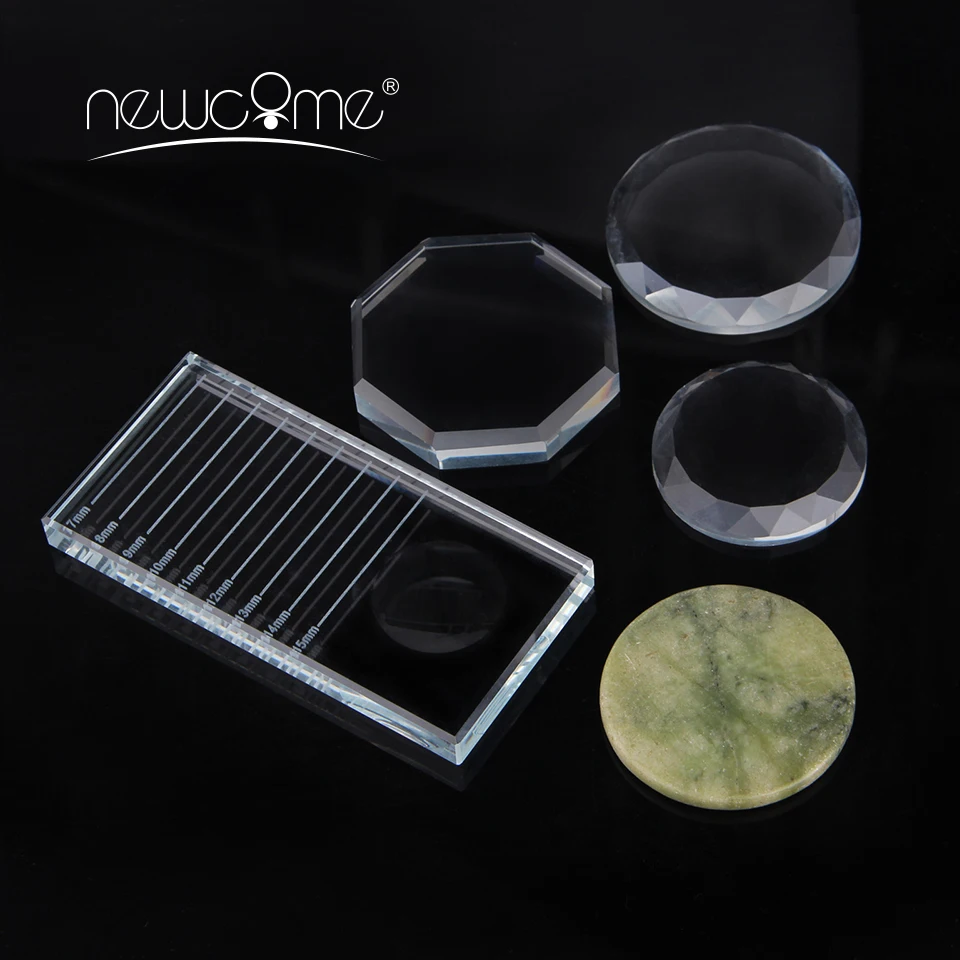 

Newcome Eyelash Extension Pallet Crystal Glass Eyelash Glue Crystal Stand Adhesive Glass Stones Glue Holder Makeup Tools